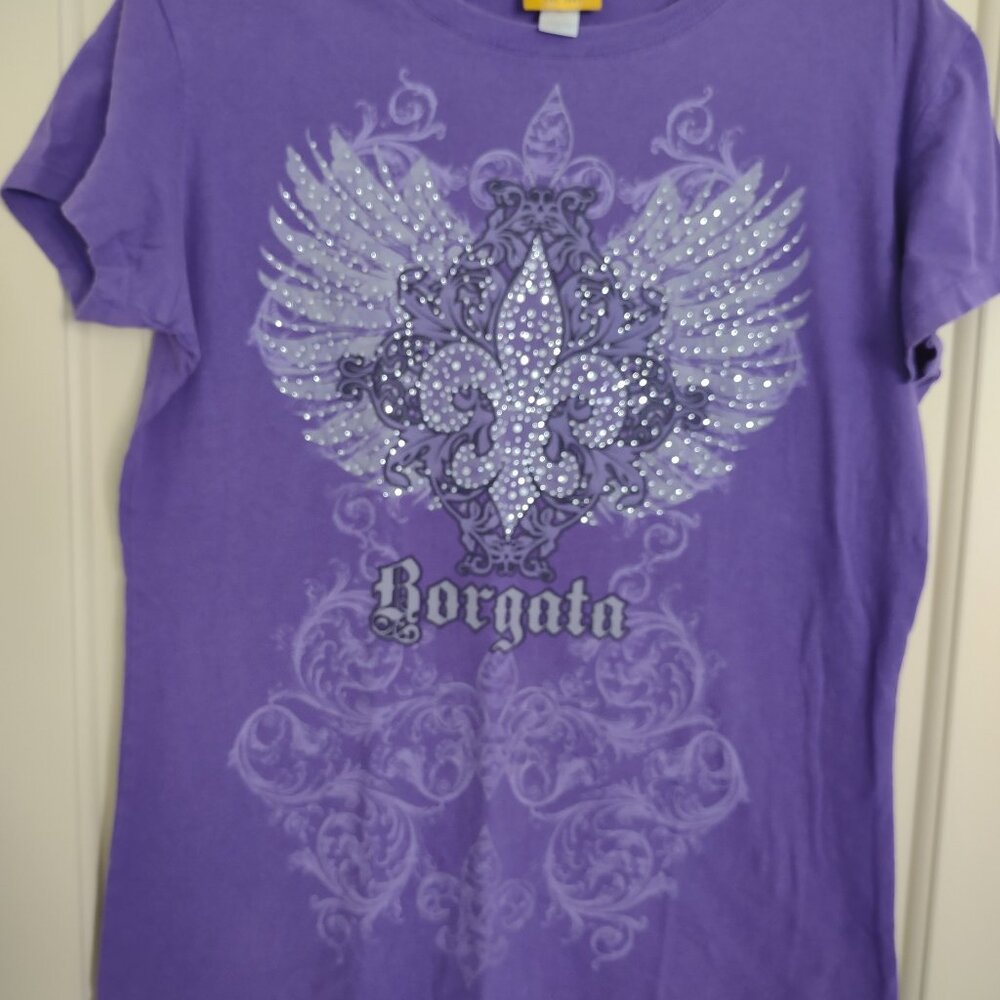 Womens T Shirt Purple Borgata Brand Size Lg Short Sleeved